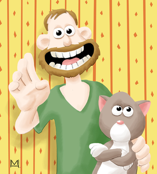 Illustration for article titled Artist drew himself and his cat in 100 different cartoonists' styles